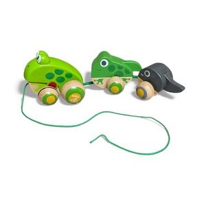 Hape Pull Along Frog Family with Anti-Rollover Wheels - Toddler Push & Pull Toy